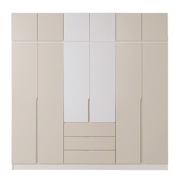 直人木業-RJ北歐奶油風高被櫥開門衣櫃組240公分(單吊+雙吊+三抽)
