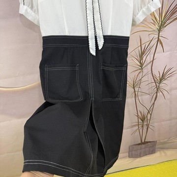 收腰顯瘦大尺碼洋裝 韓版清涼寬鬆拼接拼色 上班通勤氣質 夏季百搭 韓版大碼女裝 微胖女孩穿搭 修飾身形