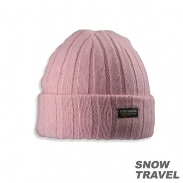 SNOWTRAVEL 3M防風透氣保暖羊毛帽(素面摺邊)(粉紅)