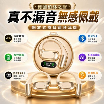 新品熱銷🔥柏林之聲耳掛式藍牙耳機  ows不入耳掛耳式運動無線耳機 5.4開放全景音效高音質重低音藍芽耳機 超長續航降噪
