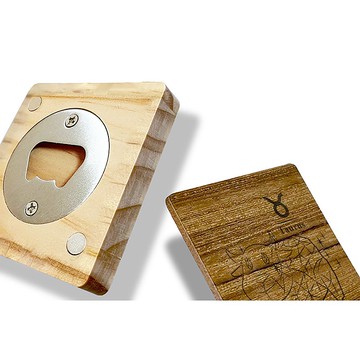 十二星座系列 柚木 多功能方塊開瓶器手機架 金牛座 客製化禮物