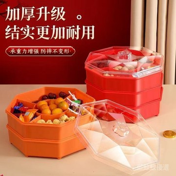 【臺灣出貨】果盤家用客廳茶幾創意幹果糖果糖果盒分格帶蓋堅果零食瓜子收納盒 GLXB