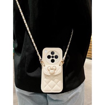 小香風大菱格米奇卡包適用oppofindx8手機殼findx9新款高級感findx8s+鏈條斜跨x8ultra背包式X7Pro鏡頭全包x6