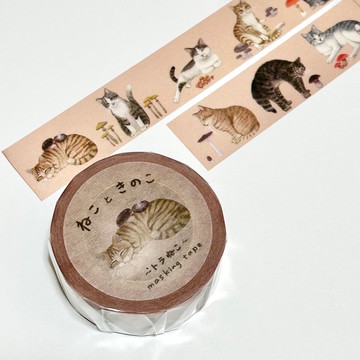 貓咪與蘑菇紙膠帶 ～虎斑貓～