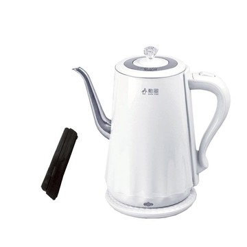 勳風1.8公升純白歐式午茶風 304不鏽鋼 快煮壺/電熱水壺 送備長炭棒1支 天鵝壺形好倒水鳥嘴 雙層防燙煮沸自動斷電
