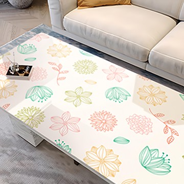 好物良品 印花質感生活軟玻璃防油防燙防髒PVC餐桌墊  120 x 60cm  1個  幸福花卉