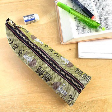 筆袋【咖哩烏龍麵】榻榻米邊飾製 四面體 烏龍麵 黃色 碗