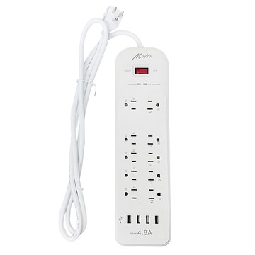 Mayka 明家 10插1開關延長線 4孔 USB 4.8A 1650W 防雷擊突波吸收 4N級高導電率銅材 750℃耐高溫防火材質  1.5m  SP-A023U4-5  1條