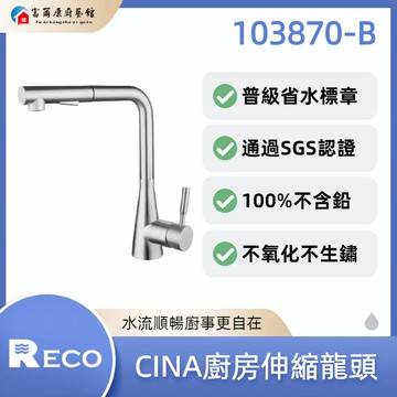 【富爾康】免運•美國 RECO CINA廚房伸縮龍頭 103870-B｜省水標章｜SGS認證｜不含鉛｜不生鏽