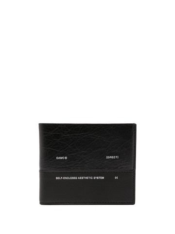 OAMC - logo-print leather cardholder - men - Lamb Nubuck Leather - One Size - Black