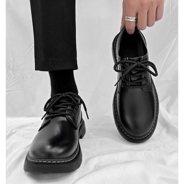 夏季男鞋休閑英倫風圓頭皮鞋男商務正裝大頭厚底增高馬丁工作潮鞋