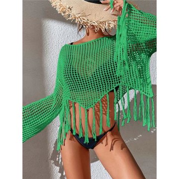 2025夏季新款泰國度假性感長袖鏤空罩衫蕾絲披肩短款防曬衣外搭女