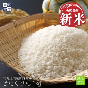 新米 無農薬 米 玄米 北海道産 きたくりん 1kg 特別栽培米（節減対象農薬 栽培期間中不使用 化学肥料（窒素肥料）栽培期間中不使用） 雨