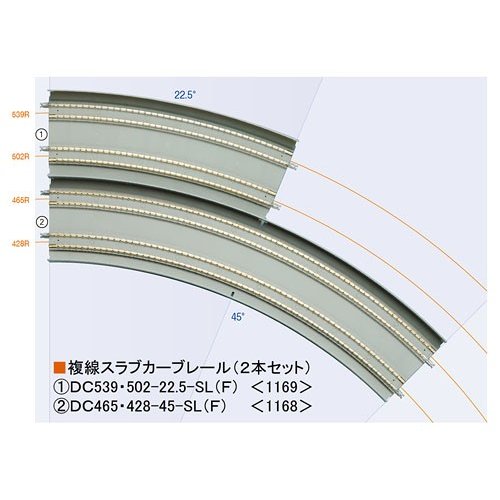 1169 複線スラブカーブレールＤＣ539・502−22.5ＳＬ Ｆ 2本セット ...