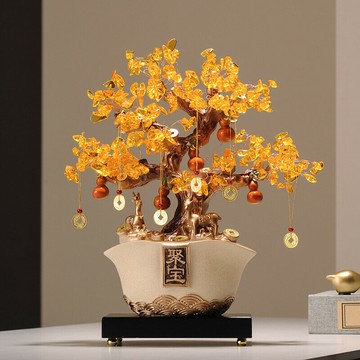 發財樹聚寶盆擺件招財聚財客廳裝飾店鋪收銀臺工藝品喬遷開業禮物