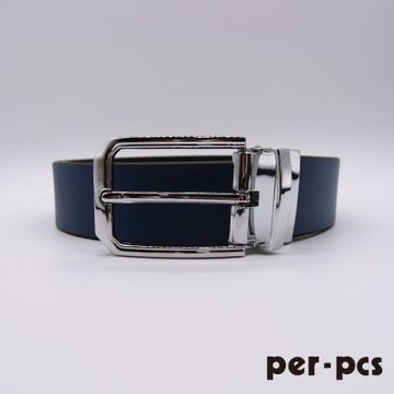 per-pcs ZIBIYA精緻風格展現旋轉式針扣皮帶_藍/黑(F814)