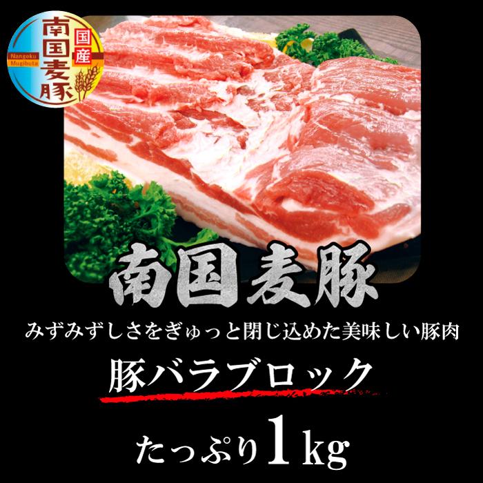 国産豚肉 南国麦豚 豚バラブロック 1kg 鹿児島県産 宮崎県産 ギフト 贈り物 プレゼント お歳暮 お中元