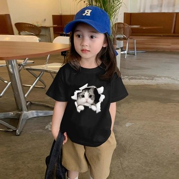 🍀AY🍀 兒童短袖 女童短袖 兒童短袖T恤 新款短袖t恤 男女童氣質韓版百搭上衣 女童可愛印花上衣
