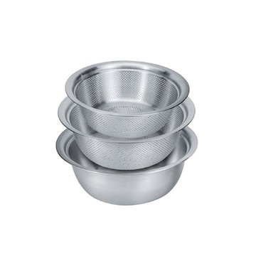 SADOMAIN 仙德曼 洗菜網洗菜盆 廚房洗菜瀝水  盆28cm + 大網28cm + 中網24cm  不鏽鋼