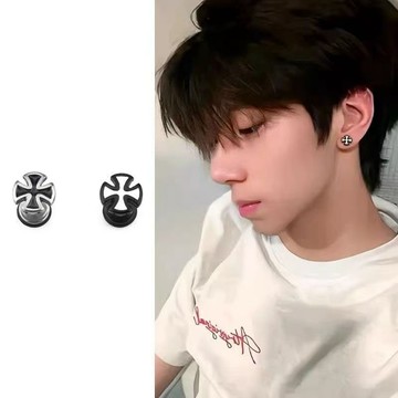 免運🔮十字架耳釘男士潮痞帥小衆設計感百搭歐美ins風嘻哈耳飾配飾抗過敏耳環 耳針 耳圈 耳釘 耳扣 耳夾 耳饰 男士
