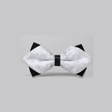 【拉福】高檔尖角領結新郎結婚領結糾糾 (兒童 白變形紋)