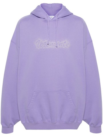 VETEMENTS - logo-embellished jersey hoodie - unisex - Cotton/Polyester - L - Purple