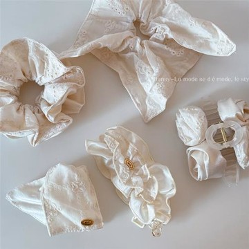 韓系奶白刺繡三角抓夾高級感女百搭盤發夾子發夾飽滿后腦勺發飾