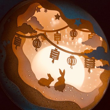 【中秋節限定】光影故事 月滿中秋 兔仔 迷你紙雕小夜燈 紀念禮物