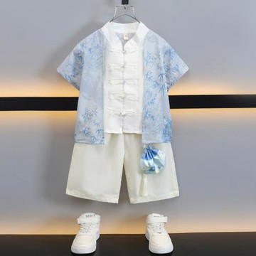 兒童古裝漢服男童夏季改良高端演出服寶寶夏裝薄款超仙中國風套裝