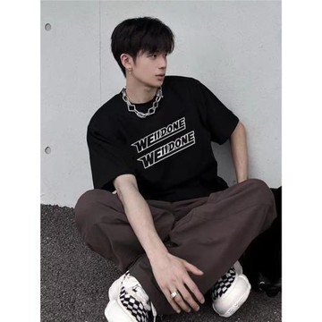 WE11DONE TRACK夏季小眾高街潮牌美式寬松WELLDONE重磅短袖T恤男