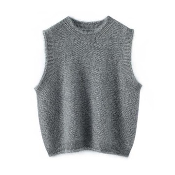 新款保暖羊絨背心外穿時尚圓領寬松無袖毛衣慵懶羊毛針織打底衫女