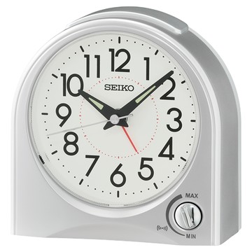 Seiko 精工 QHE204S 白色 鬧鐘功能 指針式桌面時鐘