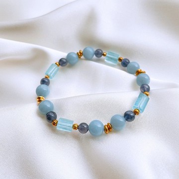 靈感之翼│海藍寶石 天使石 堇青石 手鍊【守護轉運】