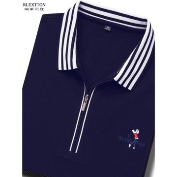 純棉半拉鏈T恤長袖男POLO衫商務休閑男裝運動體恤有領上衣服秋季