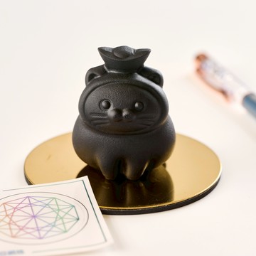 元寶招財 海豹貓｜黑曜石 擋煞 桌上型風水擺件 雕件 已鑑定 S24BJ23-118