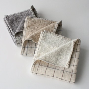 日本 kontex Graph系列自然格紋有機棉毛巾 33x33cm (2色) - 竹炭