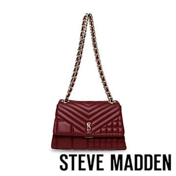 STEVE MADDEN-格紋壓印翻蓋肩背包 BVOLT-Q-酒紅色