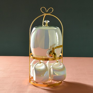 耐高溫陶瓷冷水壺家用涼水壺大容量扎壺套裝北歐創意果汁壺帶龍頭