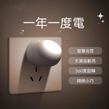 🔥臺灣出貨🔥LED旋转小夜灯光控感应柔光婴儿喂奶护眼节能插电床头卧室睡眠灯