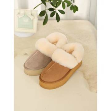 二穿羊皮毛一體拖鞋女外穿半包頭星拖家居毛毛鞋秋冬厚底鎮江高橋