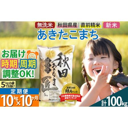 ふるさと納税 ＜新米＞《定期便10ヶ月》秋田県産 あきたこまち 10kg (5kg×2袋) ×10回 令和5年産 発送時期が選べる 周期調整.. 秋田県仙北市