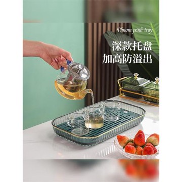 歐式輕奢托盤架家用客廳茶幾雙層茶具杯子瀝水架創意果蔬收納果盤
