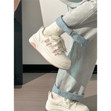 回力櫻花粉蝴蝶小白鞋女秋冬新款二棉鞋爆款加絨板鞋百搭大頭鞋女