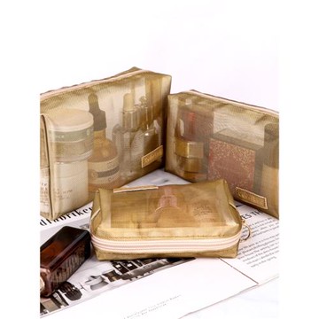 拉鏈化妝品小號口紅氣墊包 便攜收納迷你補妝包袋網紗可愛少女心