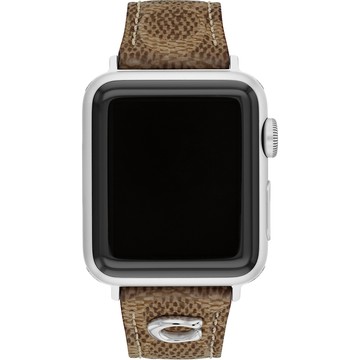 COACH Apple Watch 錶帶 38/40/41mm 適用 C字皮錶帶 - 咖啡色 (不含手錶)CO14700289
