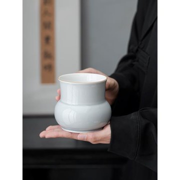冰灰釉陶瓷茶洗建水茶渣缸高端水洗筆洗廢水桶家用小號茶水盂茶具