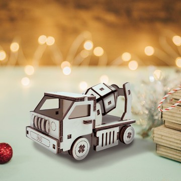 【DIY手作】木質工程車 水泥車 可著色 兒童 親子 模型