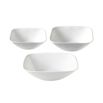 【美國康寧 CORELLE】純白系列3件式方碗組(C34)