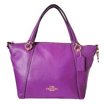 【COACH】荔枝紋皮革側/斜背包-葡萄紫