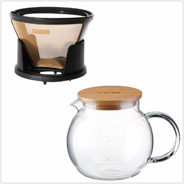 黃金手沖濾杯組 (大) (黃金濾杯-大 + 手做玻璃壺)